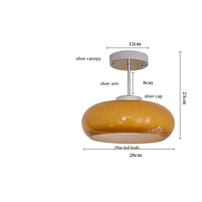 مصباح معلق LED نحاسي من DecorBites™ بتصميم باوهاوس - تركيب زجاجي برتقالي للإضاءة الداخلية للمنزل