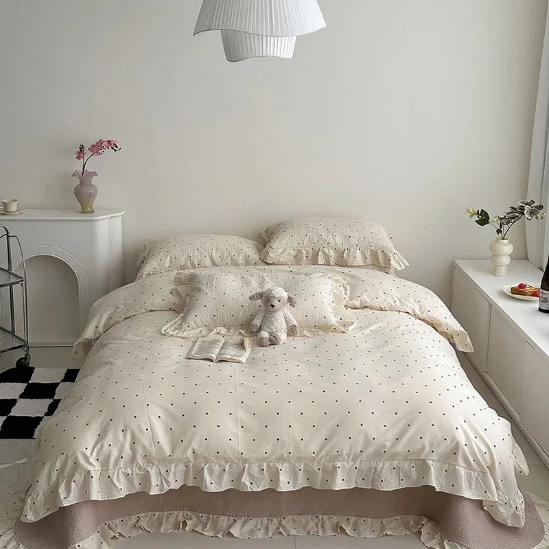 DecorBites™ Korean Floral Lace Duvet Cover: Luxury Soft Quilt for Queen King, Breathable Home Decor