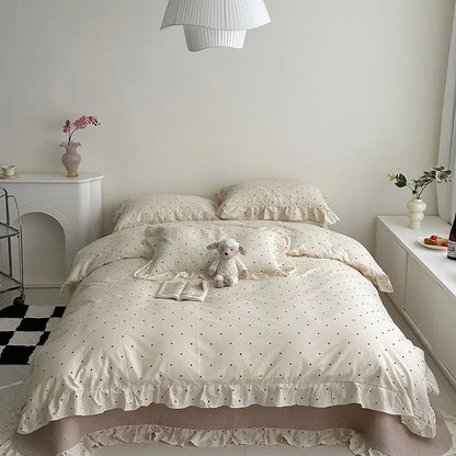 DecorBites™ Korean Floral Lace Duvet Cover: Luxury Soft Quilt for Queen King, Breathable Home Decor