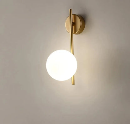 DecorBites™ Gold LED Glass Ball Wall Lamp: American Style Aisle Sconce for Bedroom, Study, and Corridor