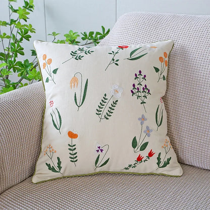 DecorBites™ Green Tulip Embroidery Pillowcase 45X45CM - Sofa Bed Office Car Chair Cover