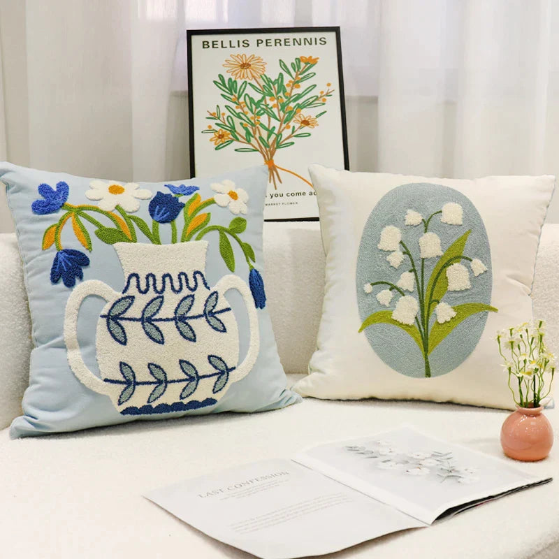 DecorBites™ Blue Hyacinth Square Pillowcase, Non-Scripta Design, Modern Home Decoration