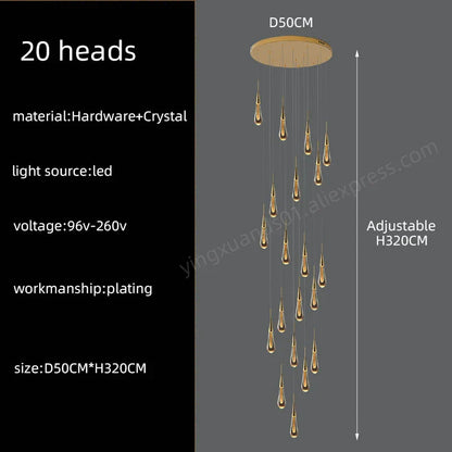 DecorBites™ Crystal Pendant Chandelier for High Ceilings