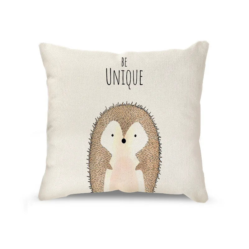 DecorBites™ Cartoon Animal Linen Pillowcase | Home Decor Throw Pillow Covers for Sofa