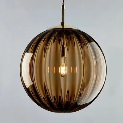 Nordic Glass Globe Pendant Light With Iron Finish