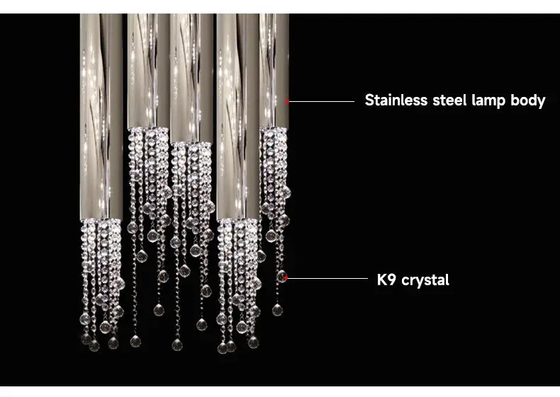 DecorBites™ Luxury Chrome Crystal LED Chandelier for Staircase