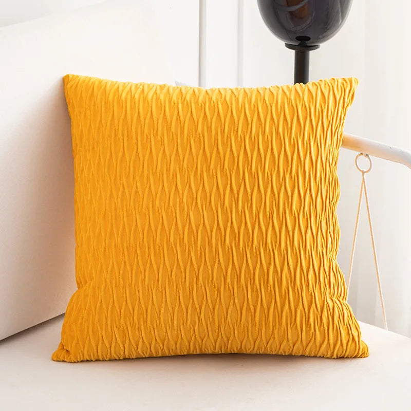 Decobites Velvet Striped Pleated Square Pillowcase