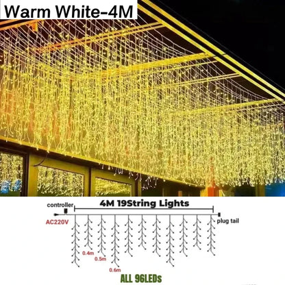 DecorBites™ Icicle LED String Lights: Festive Outdoor Christmas Decoration for Party, Patio, Garden