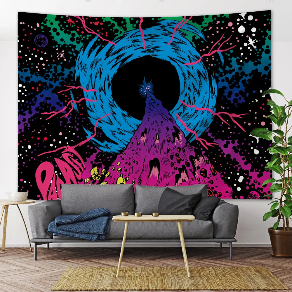 Decobites Extraterrestrial Psychedelic Tapestry - Hippie Bohemian Datura Sheet for Home Decor