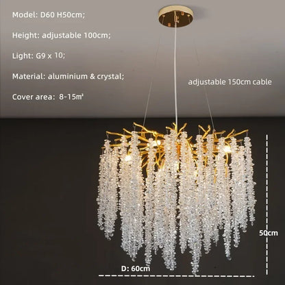 DecorBites™ Crystal Tassel LED Branch Chandelier for Dining Room and Home Decor