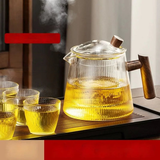 DecorBites™ Glass Teapot for Home & Restaurant Brewing - Transparent High Borosilicate Material