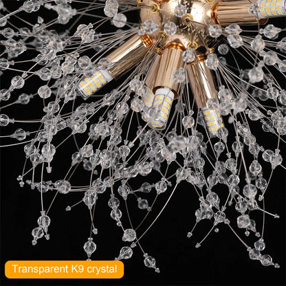 DecorBites™ Dandelion Chandelier 8-Light Sputnik Pendant Light Gold/Silver Living Room Fixture