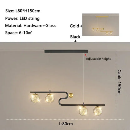 Lámpara colgante LED con bola de cristal DecorBites™ para comedor, sala de estar, dormitorio y cocina