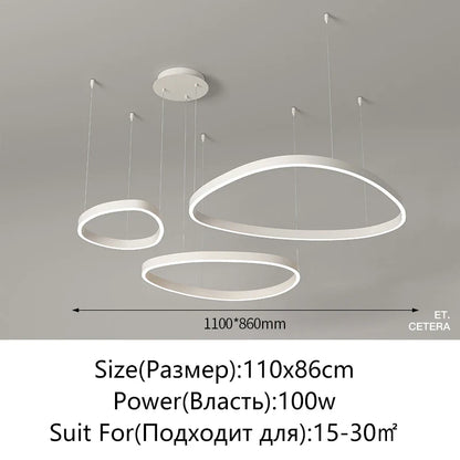 Modern White LED Ring Pendant Chandelier