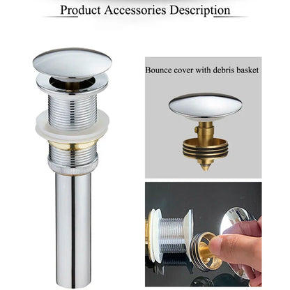 DecorBites™ Gold Large Round Bathroom Pop-up Drain for Copper Washbasin Sink