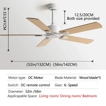 DecorBites™ 56" Industrial Style Black Ceiling Fan with Remote Control for Indoor Rooms