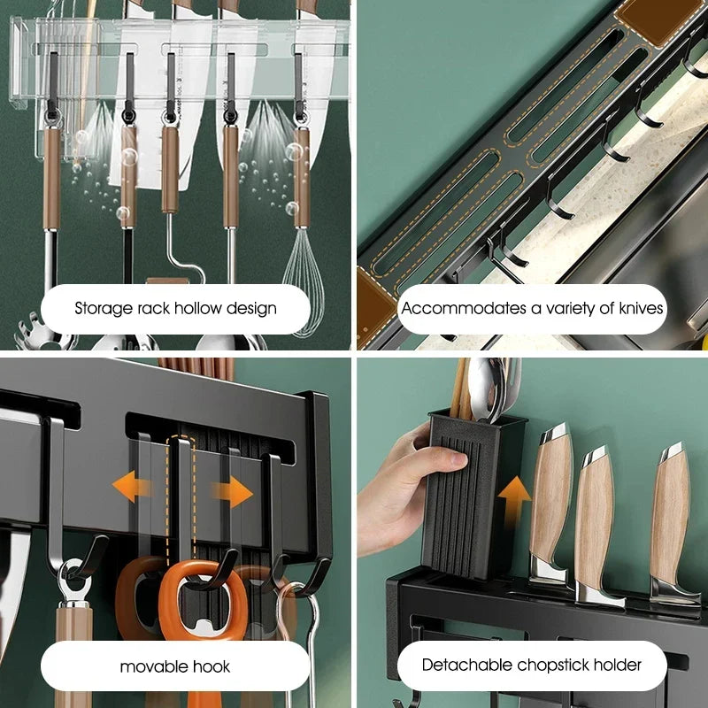Organizador de Cocina Decorbites™: Estante de Almacenamiento Multifuncional para Cuchillos y Palillos Montado en la Pared