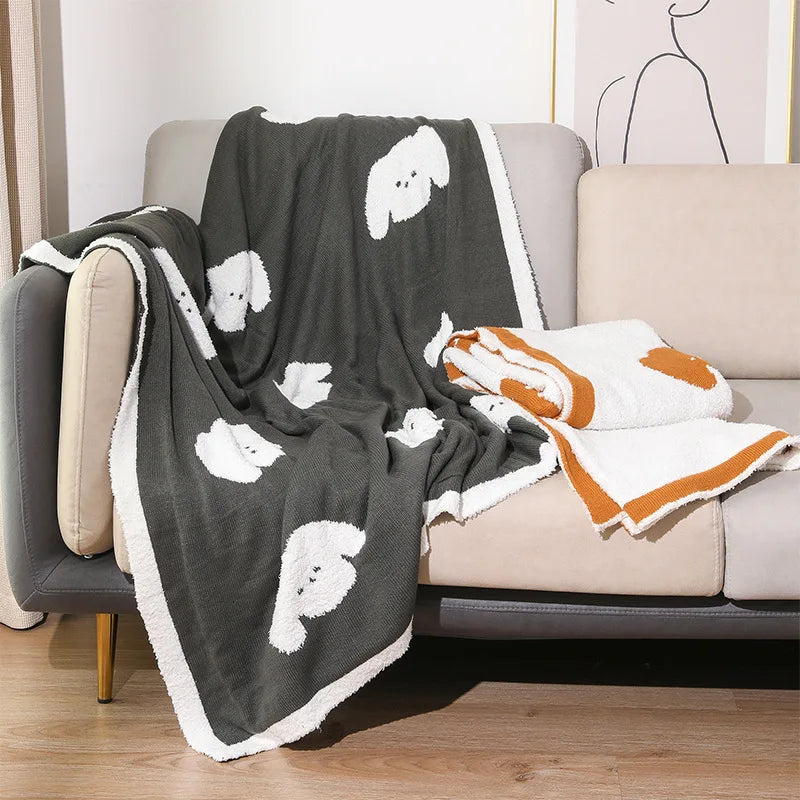 Manta de franela acogedora DecorBites™ para la oficina en casa: funda de sofá y edredón de punto de doble cara.