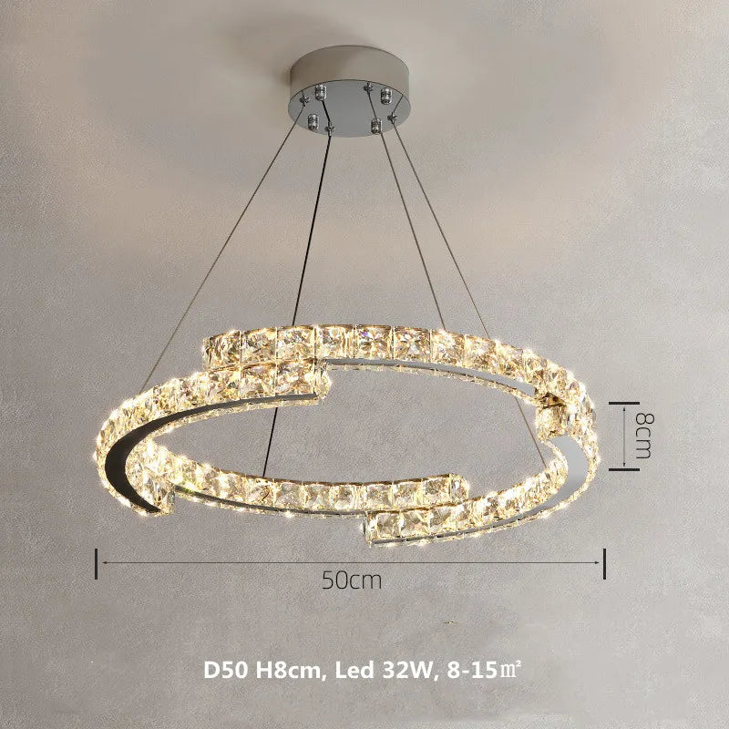 Lámparas colgantes LED de cristal DecorBites™ Accesorios modernos de lujo en acero cromado