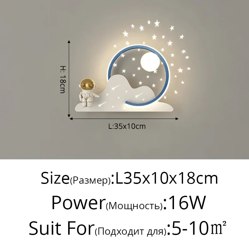 DecorBites™ Astronaut Moon Wall Lamp for Children's Bedroom with Simple Modern Design