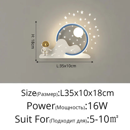 DecorBites™ Astronaut Moon Wall Lamp for Children's Bedroom with Simple Modern Design