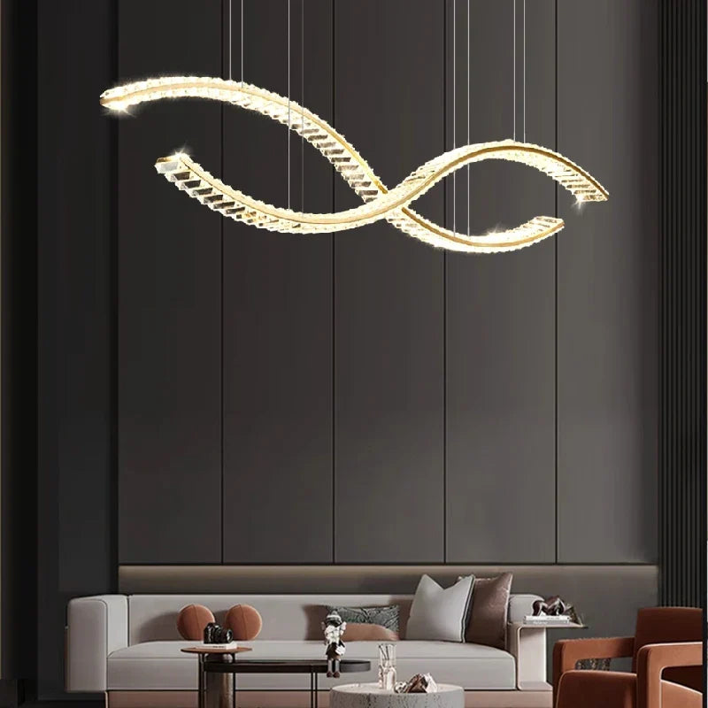 DecorBites™ Crystal Chandelier Pendant Lamp Hanging Light for Living Room