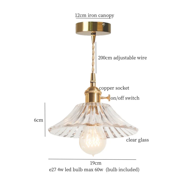 DecorBites™ Green Brass Glass LED Pendant Light for Kitchen Cafe Bar Loft Decoration