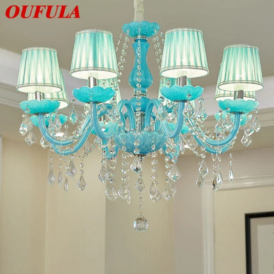DecorBites™ Blue Crystal Pendent Lamp/Candle Chandelier for Living Room, Bedroom, Restaurant, KTV