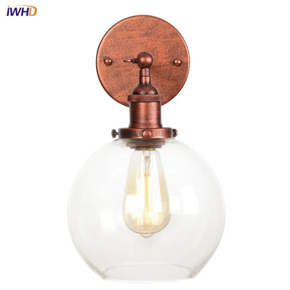 Decorbites™ Glasgloben-LED-Wandleuchte mit einarmiger Armatur Nachttischlampe im Vintage-Industrial-Stil