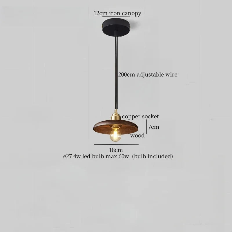 Decorbites™ Japanische LED-Hängeleuchte im Vintage-Stil aus Holz und Kupfer