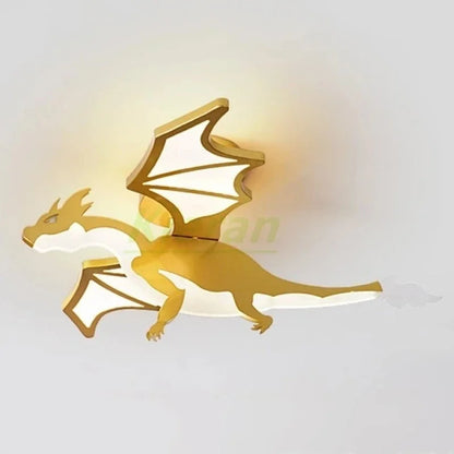 DecorBites™ Golden Dragon LED Ceiling Lamp for Bedroom, Study, and Restaurant