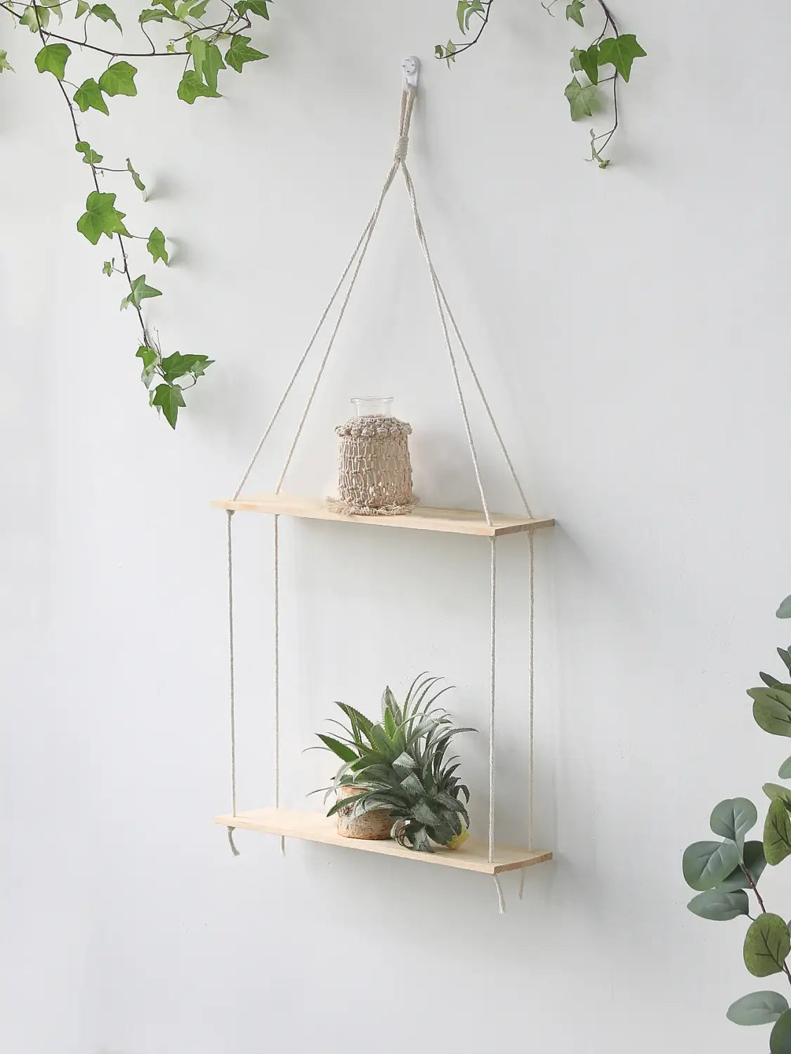 DecorBites™ Boho Macrame Wall Shelf for Home Decor