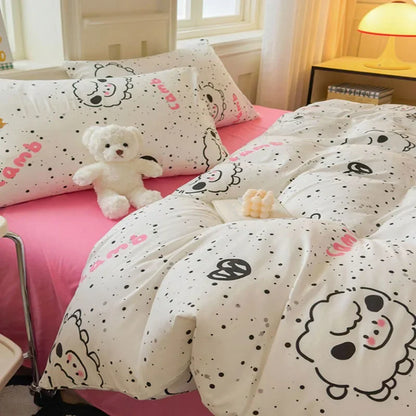 DecorBites™ Children Cartoon Print Bedding Set, Double-Layer Yarn Quilt Cover, Cozy Bedroom Decor