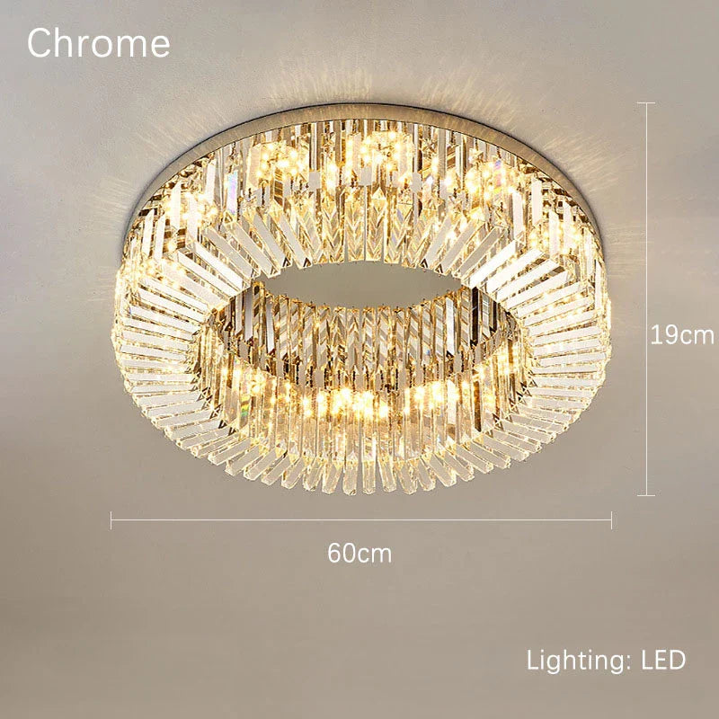 Lámpara de techo circular LED DecorBites™ Crystal Gold: Iluminación moderna y lujosa para el hogar