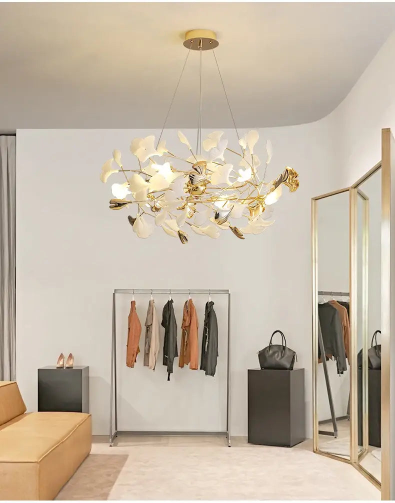 DecorBites™ Modern Ginkgo Leaf LED Chandelier Dining Room Lighting