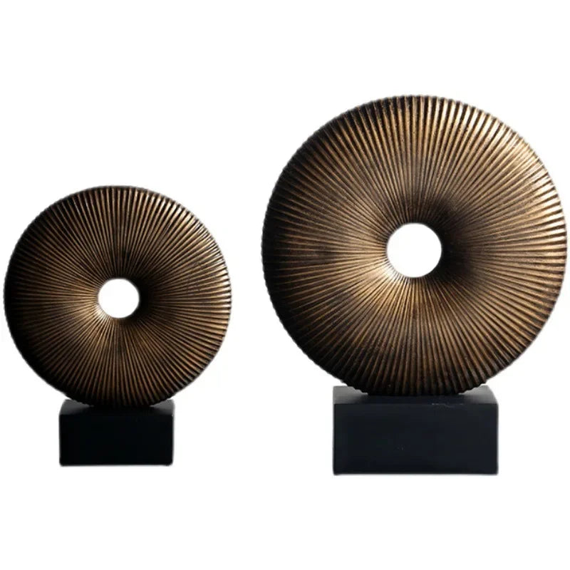 Anillo Dorado Redondo de Trabajo Abierto Decorbites™ - Escultura Decorativa para el Hogar de Figuras Huecas