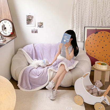 DecorBites™ Lamb Wool Multi-Purpose Blanket: Soft & Warm Sofa Cover, Office Quilt