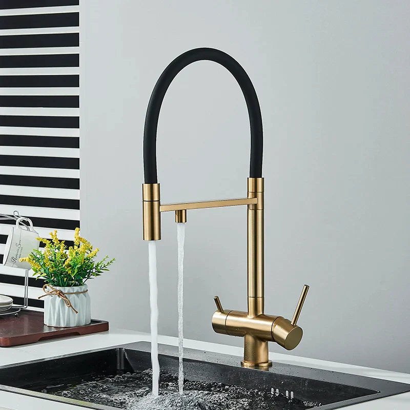 Grifo de filtro de agua de doble salida Decorbites™ para agua potable pura con función de rotación