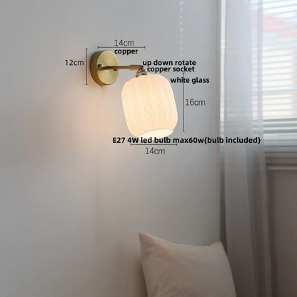 DecorBites™ Japanese Style LED Wall Sconce White Glass Rotate Pull Chain Stair Light Fixtures