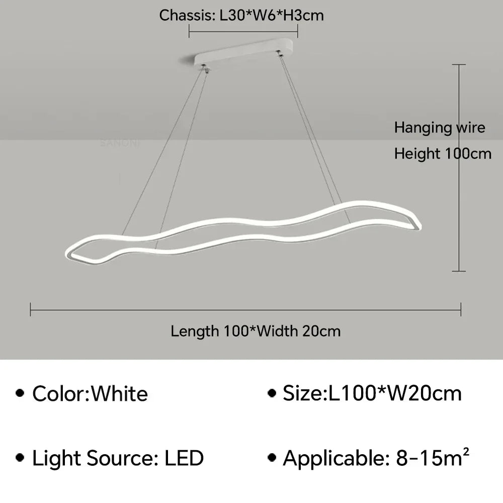 DecorBites™ LED Pendant Light: Modern Aluminum Line Shapes Chandelier