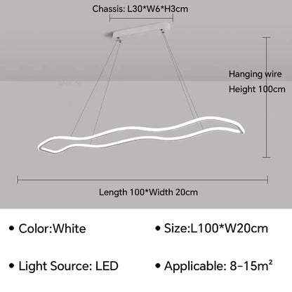 DecorBites™ LED Pendant Light: Modern Aluminum Line Shapes Chandelier