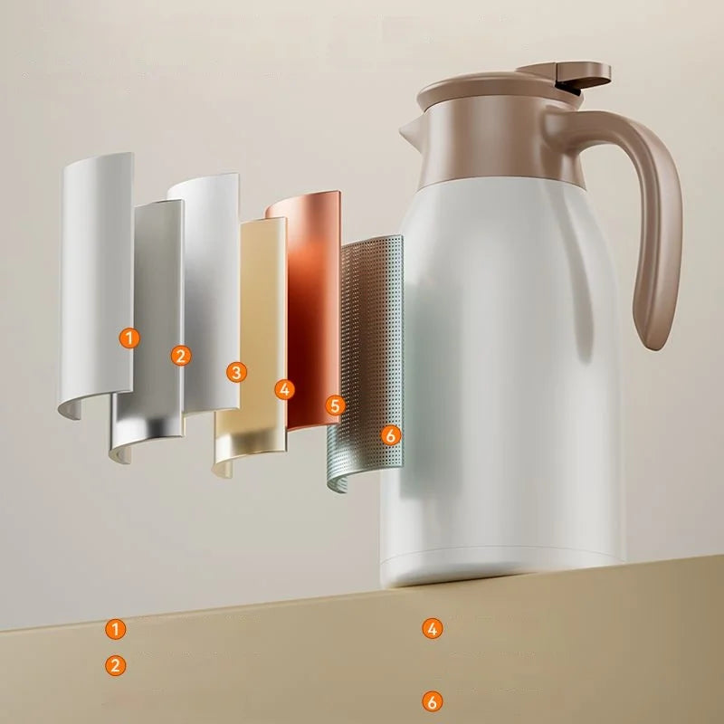 DecorBites™ Large 48-Hour Cold Bottle 2000ML Thermal Pot Hot Water Coffee Teapot
