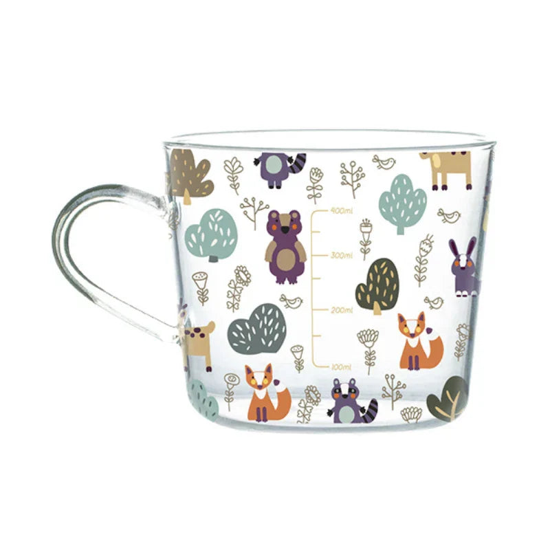 DecorBites™ 500ml Glass Mug with Handle and Scale for Breakfast Milk at Home or Office