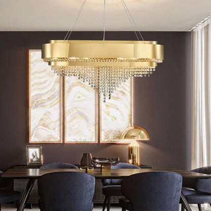 DecorBites™ Golden Crystal Chandelier for Luxury Living & Dining Rooms