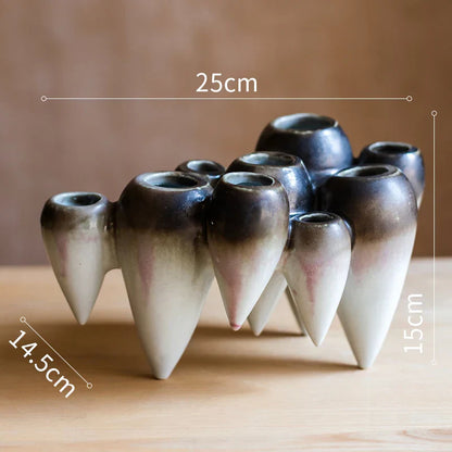 مزهرية معلقة من السيراميك بتصميم أسنان تجريدية من DecorBites™ للديكور المنزلي الفني