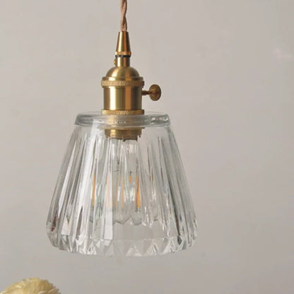 DecorBites™ Clear Glass LED Pendant Light Fixture Modern Copper Knob Switch Hang Lamp