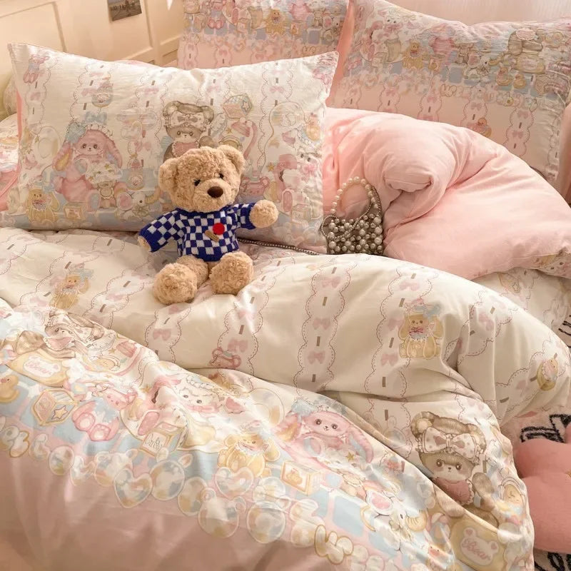 طقم لحاف قطني مريح مطبوع عليه رسوم متحركة من DecorBites™ للبالغين