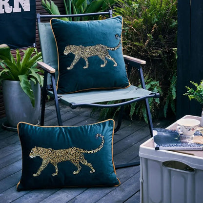 DecorBites™ Leopard Embroidered Decorative Pillowcase