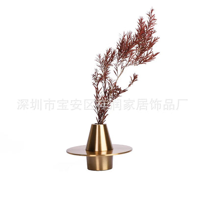 DecorBites™ Golden Geometry Metal Handicraft Flower Vase UFO Home Decor