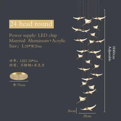 DecorBites™ Dolphin Pendant Chandelier: Luxe Staircase & Lobby Décor for Hotel, Mall & Home